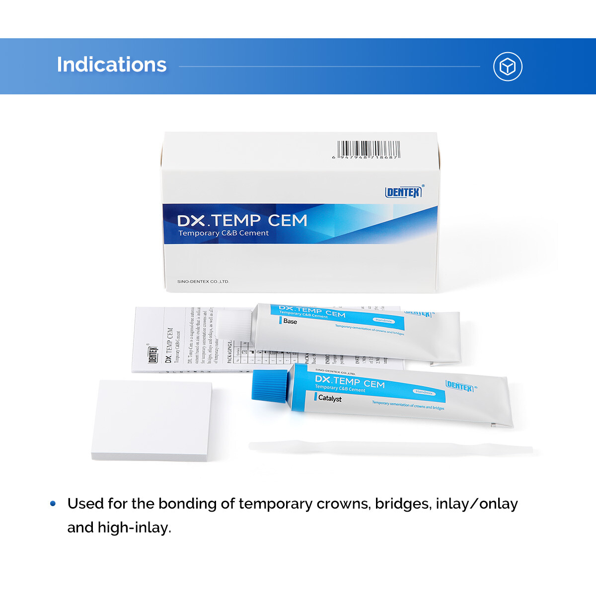 Dentex Dental Temporary Resin Material Blue/Crown Bridges Zinc Oxide Temp Cement