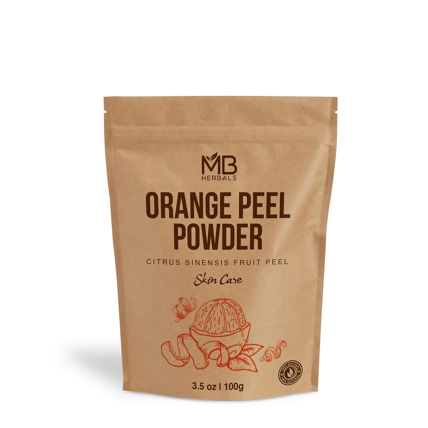 MB Herbals Pure Orange Peel Powder 100 Grams | 100% 3.5 Ounce (Pack of 1)
