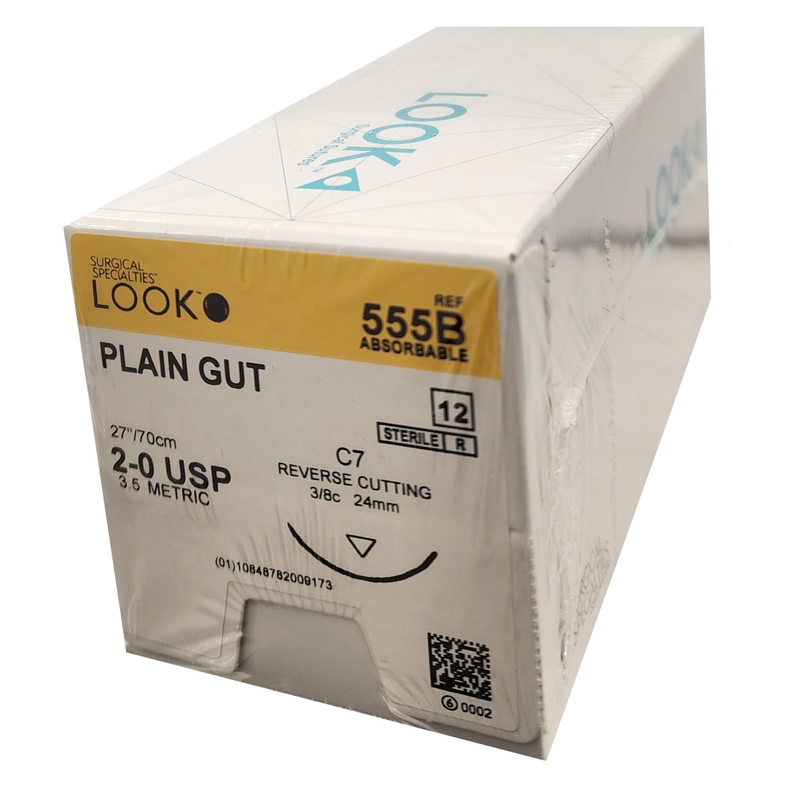 *12-Pieces* Look Plain Gut 27″ C7 Reverse Cutting Absorbable 555B