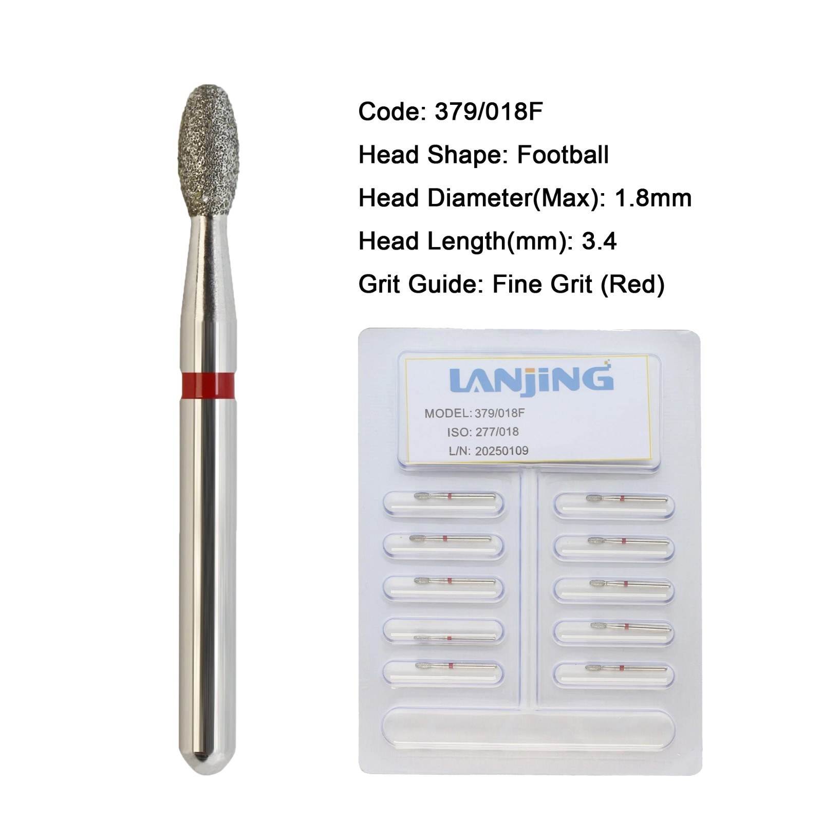 Dental Diamond Burs FG Egg Football Barrel Super Coarse Fine Grit High Speed Bur
