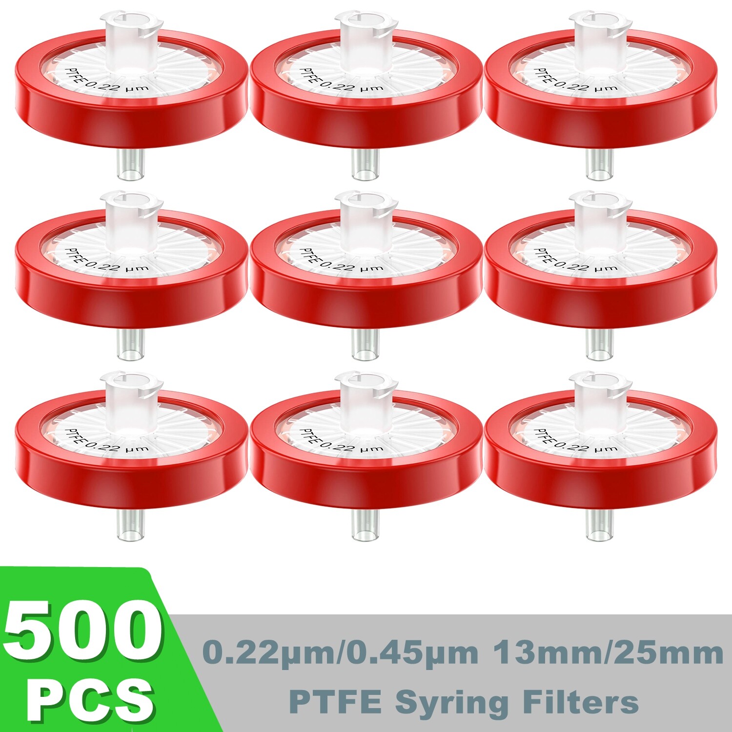 500pcs PTFE Needle Syringe Filters 13mm 0.22 um Luer Lock Membrane High Flow LAB