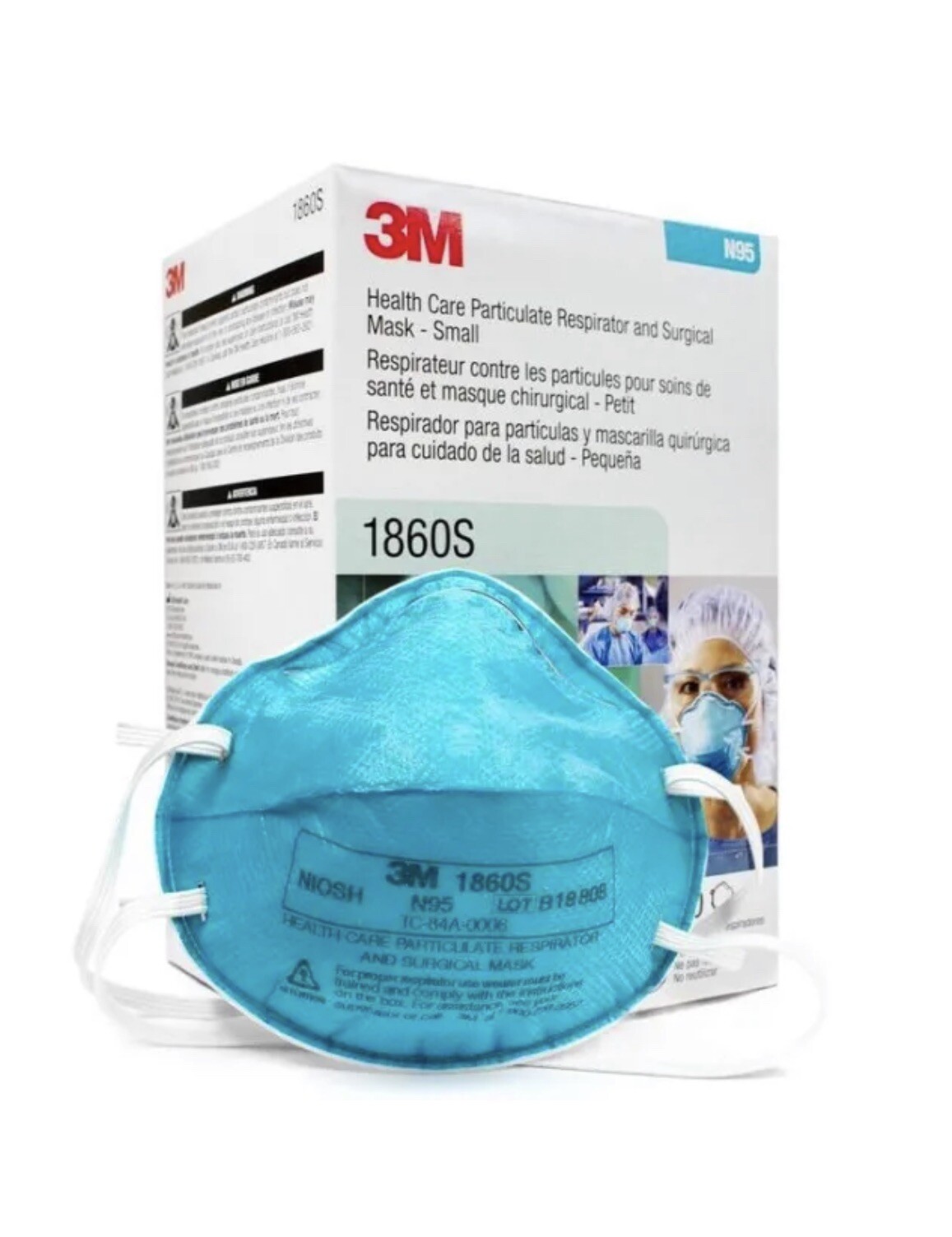 3M 1860S N95 Small Face Mask Particulate Respirator 20/box