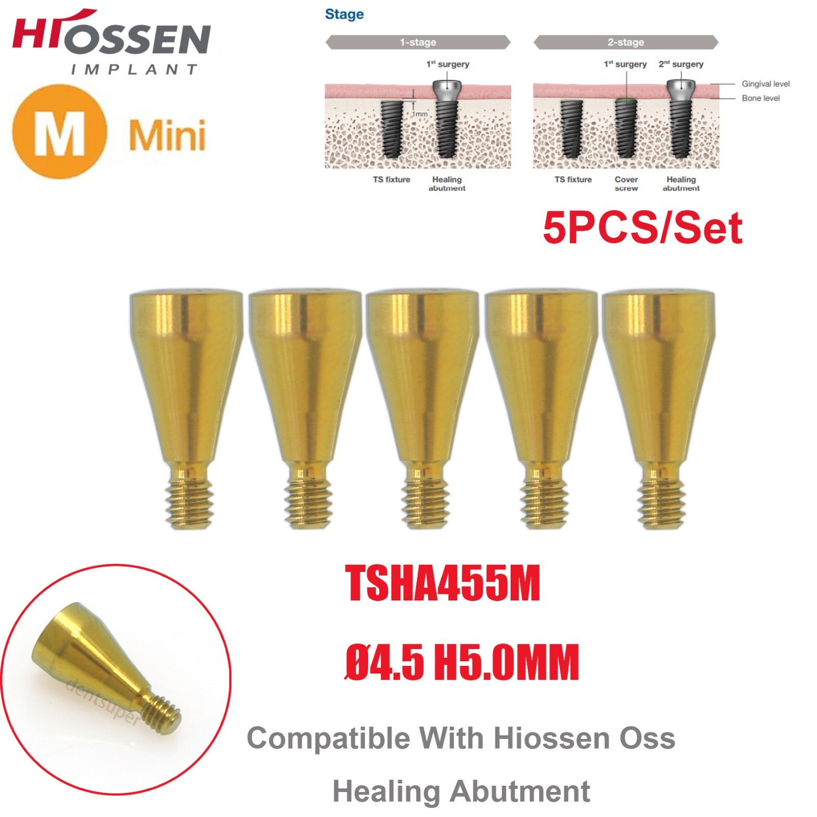 US Dental Titanium Mini Healing Abutment & Cover Screw Fits Hiossen ET Osstem TS