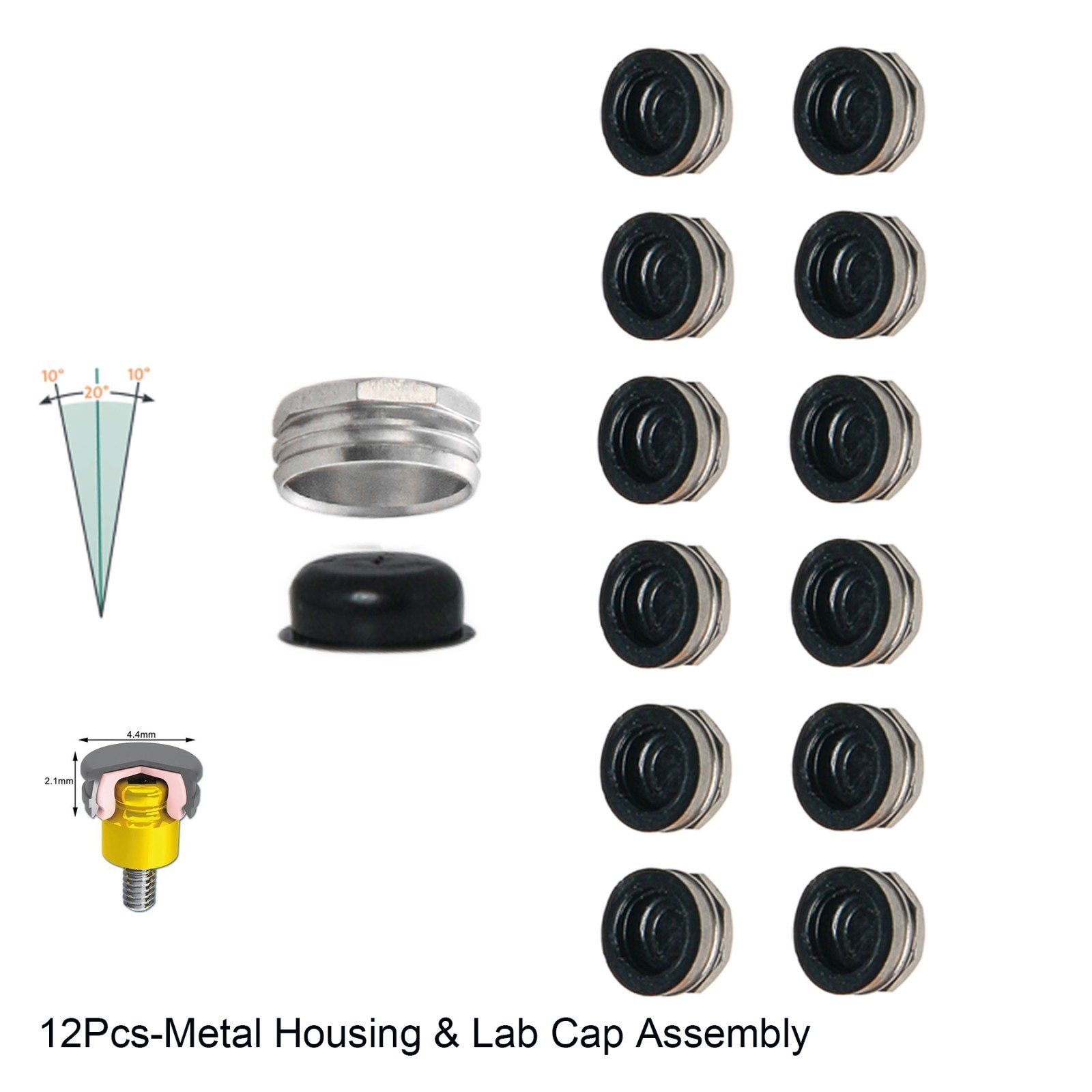 Dental ZEST LOCATOR Classic Replacement Metal Housing & Black Lab Cap Assembly
