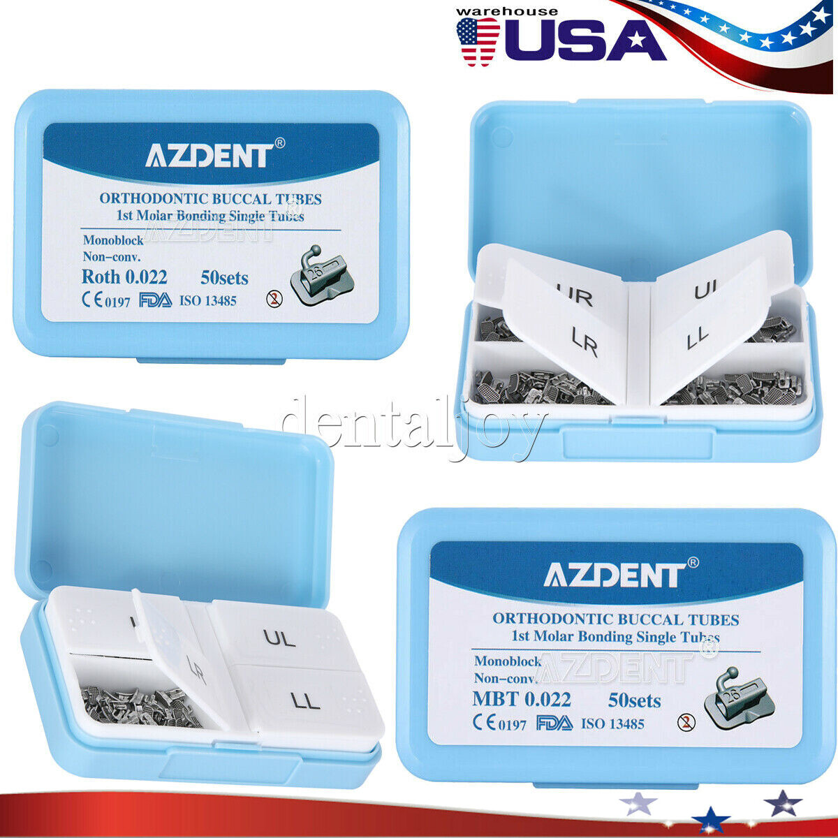 50Sets AZDENT Dental Orthodontic Buccal Tube 1st 2nd Molar Tube Roth MBT 022/018
