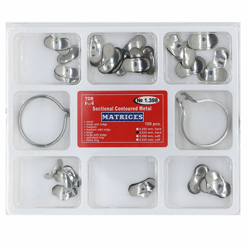 NEW 2×Dental TOR VM Orthodontic Sectional Contoured Matrices 35 μm Hard 2 Ring