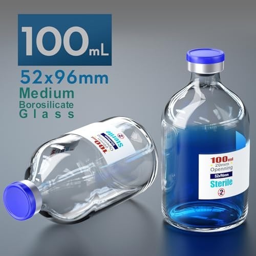 Sterile Empty Vials with Self-Healing Injection Port & Flip Off Cap – 100ml (4 P