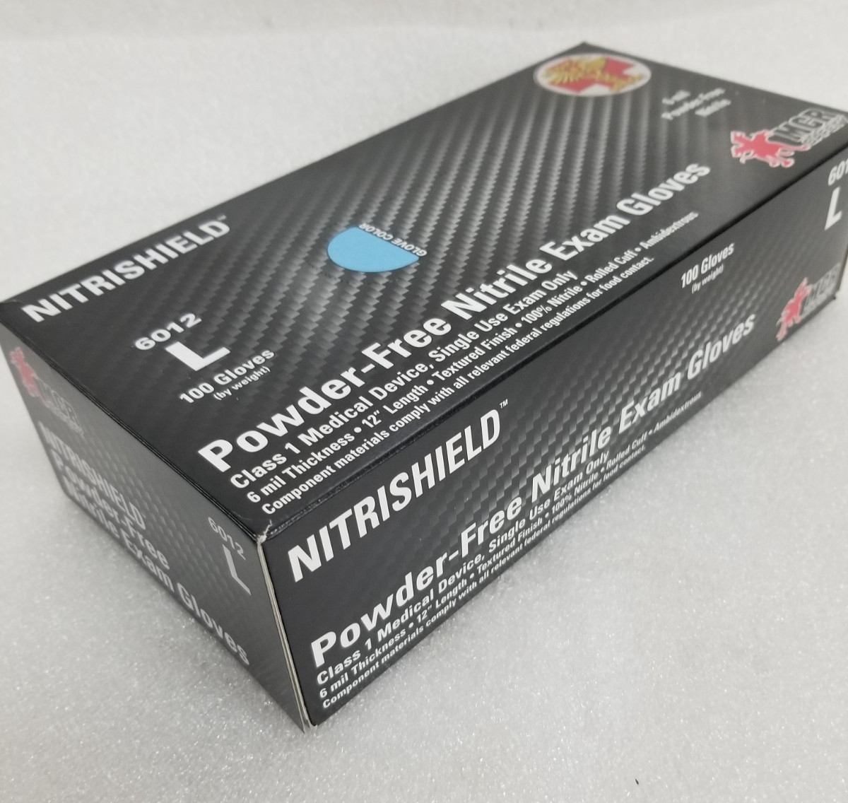 MCR 6012L NITRISHIELD 6 Mil Medical Grade 12″ Powder Free Glove Size-L 100/ Box