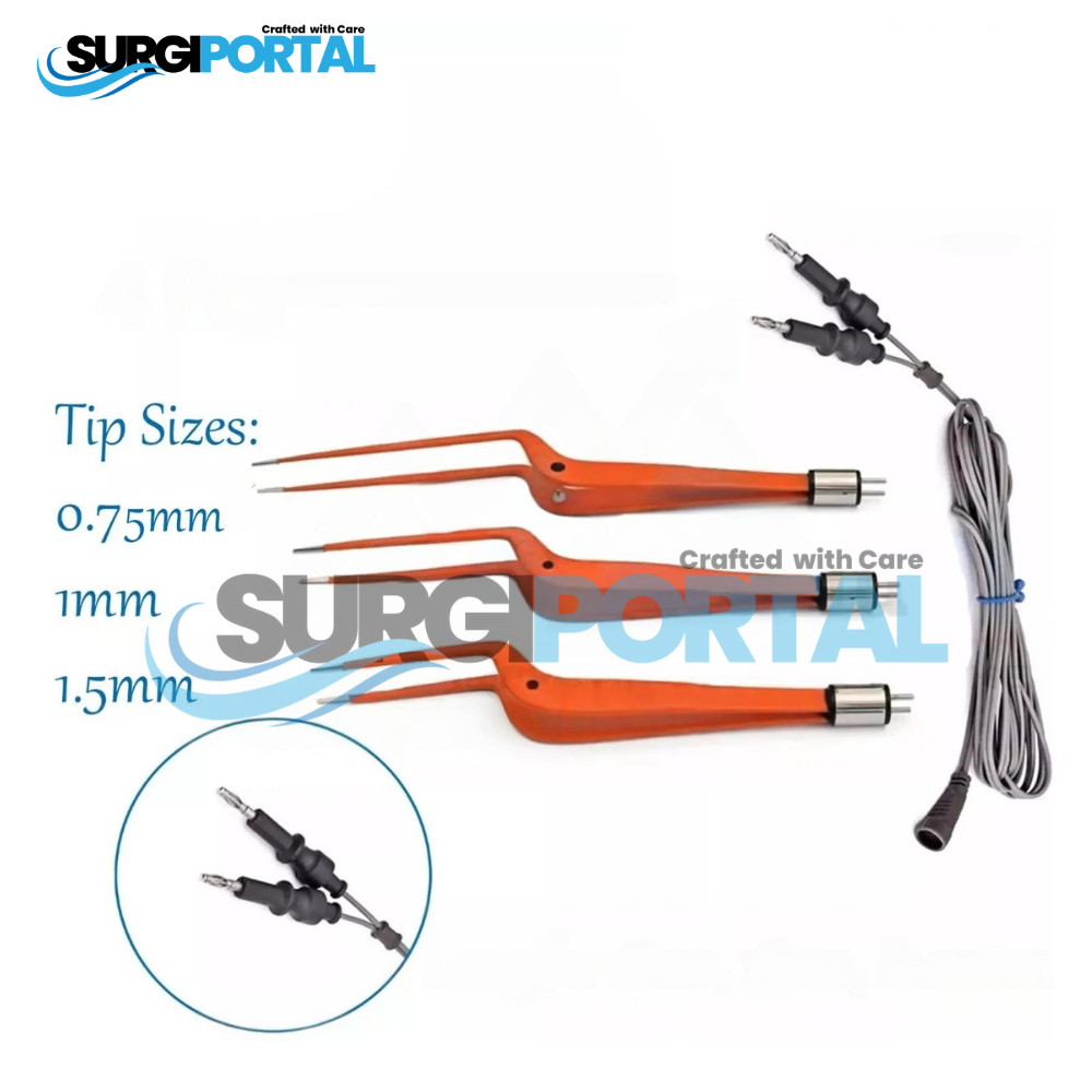 3pcs Set Non-Stick Bayonet Bipolar Forceps & 3mtr Cord