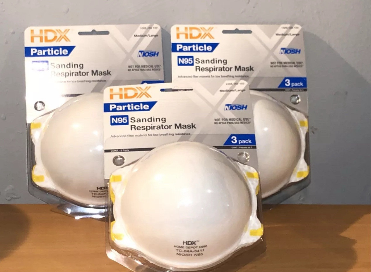 3 – 3 Pack New HDX N95 Sanding Respirator Mask, 9 Total Masks NIOSH Approved