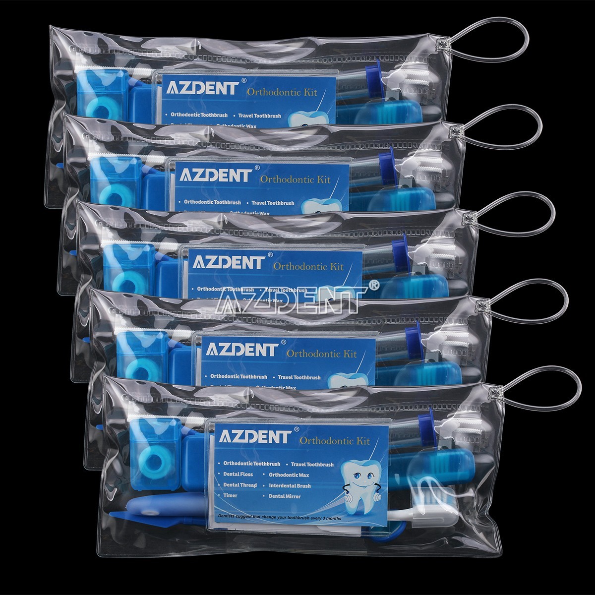 5 X Dental Orthodontic Brush Toothbrush Interdental Floss Oral Care Blue