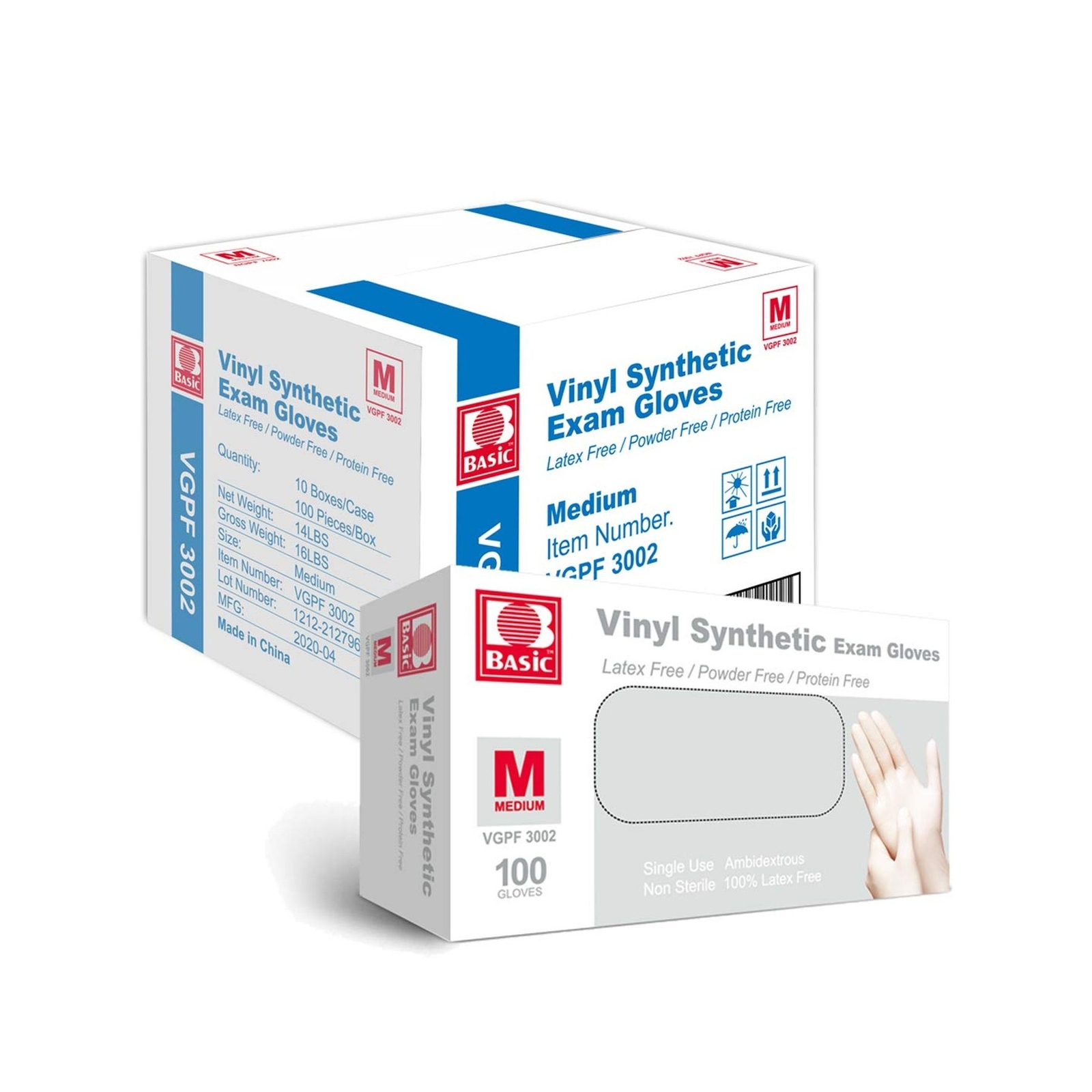 Basic Medical Clear Vinyl Exam Gloves – Latex-Free & Powder-Free – VGPF3002 (…