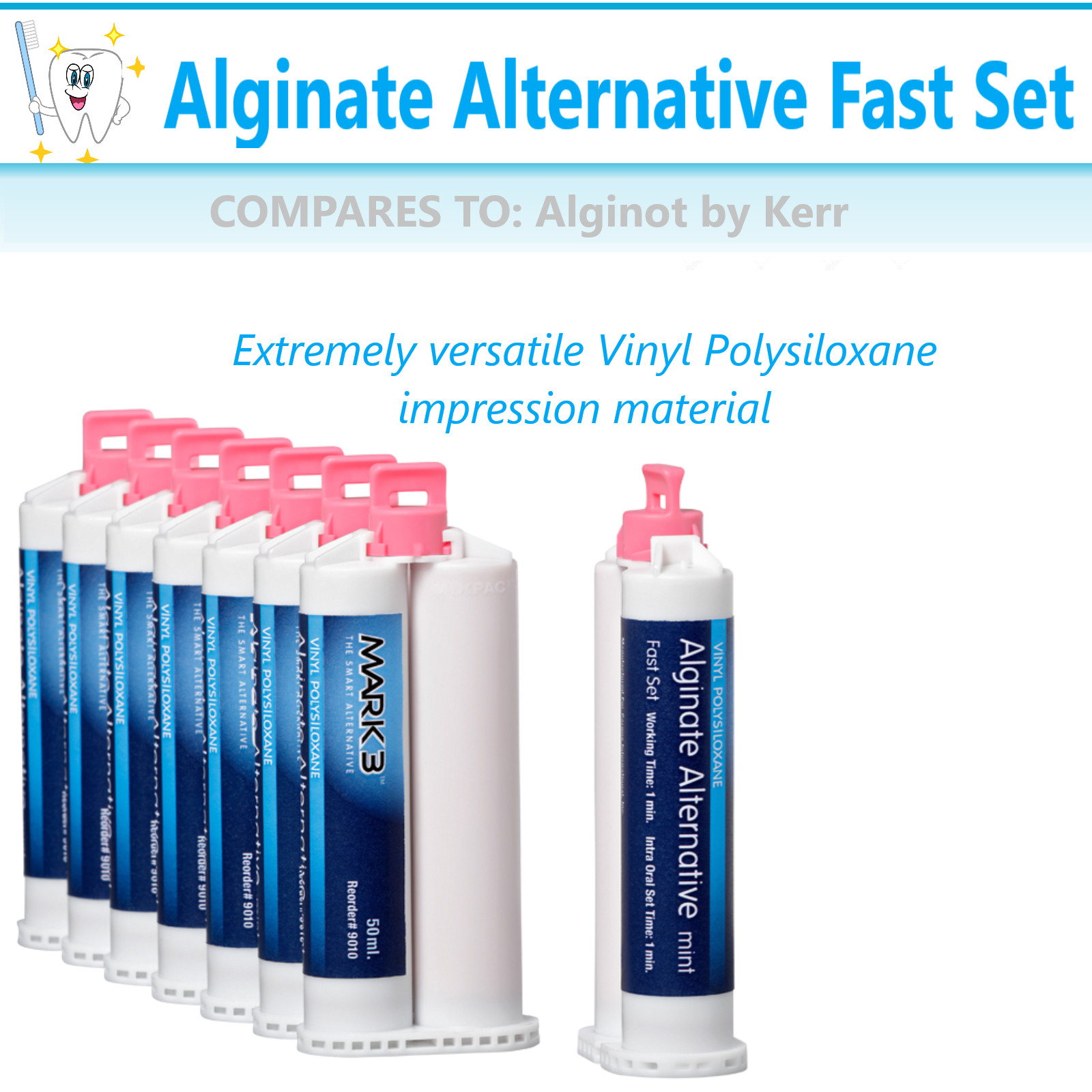 Alginate Substitute Alternative 8 x 50mL or 4 Cartridges, Fast Set – Mark3 9010