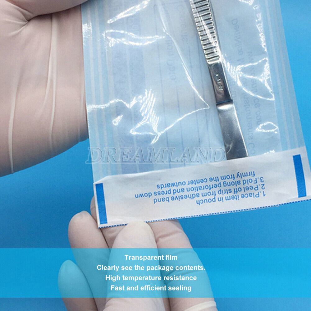 200PCS Self Seal Pouch Sterilization Bag Pouches Dental Medical 3.5″ x 10″