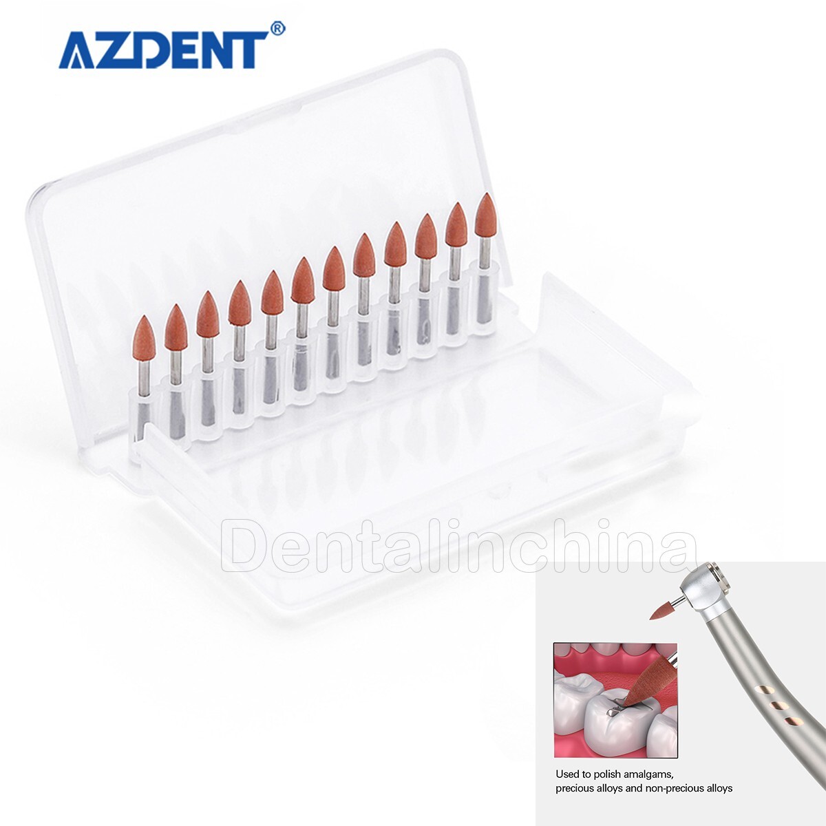 12PCS Dental 0413 Brownie Polishers Abrasives Friction Grip FG Mini Points 1.6mm