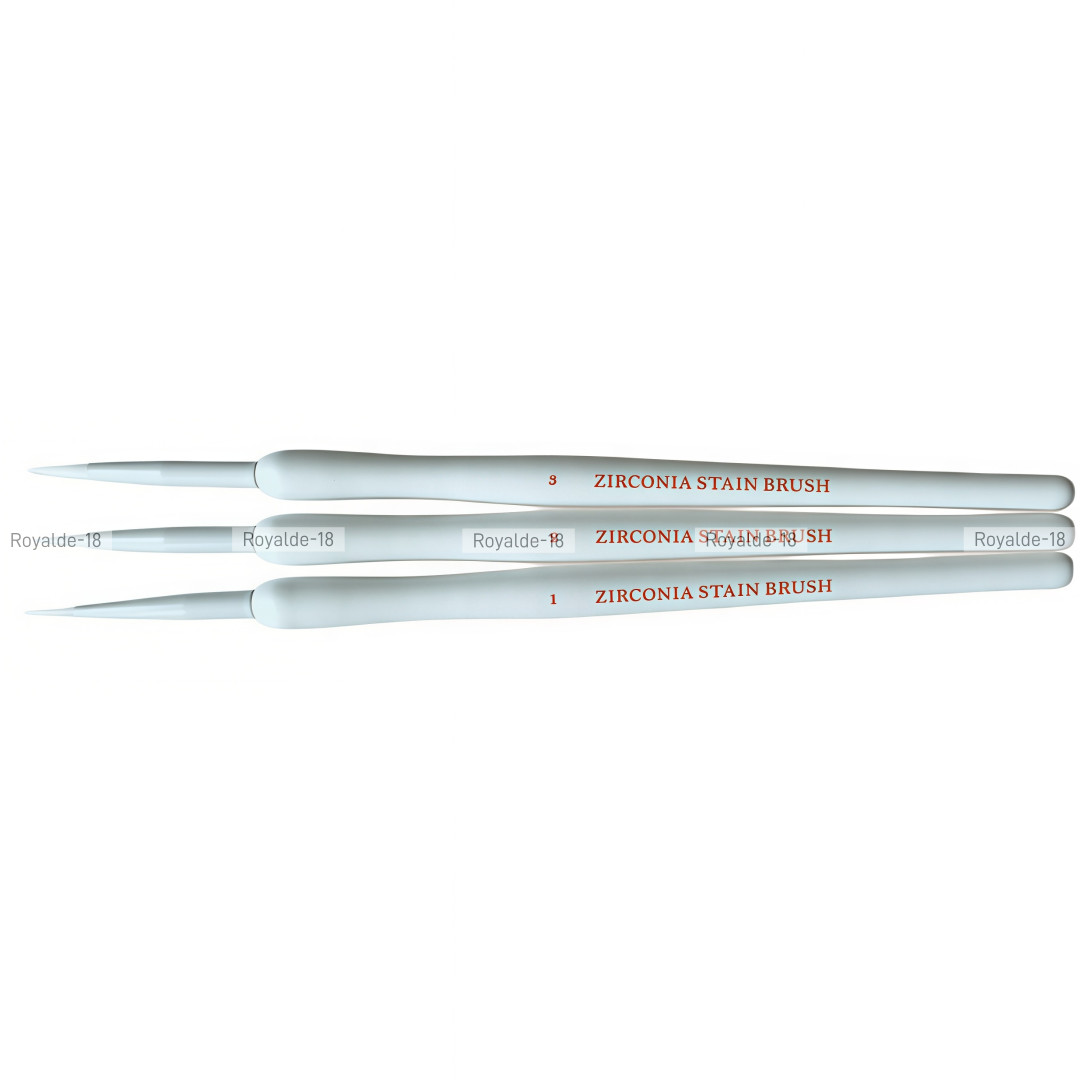 3x Zirconia Stain Brush Synthetic Hair Dental Denture Staining Brushes Pens Wood