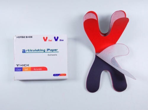 72 Sheets/Box Dental Articulating Paper Thick Type 100um Horseshoe Form Red/Blue