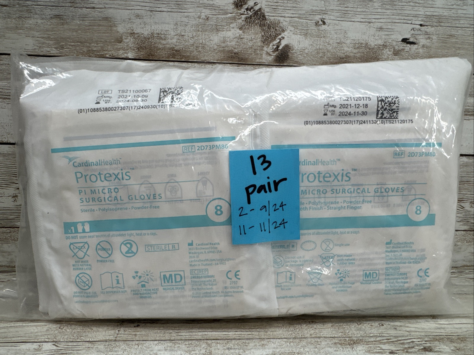 Protexis PI Micro Surgical Gloves Sterile Cardinal *13 PAIR* Size: 8 *See Date*