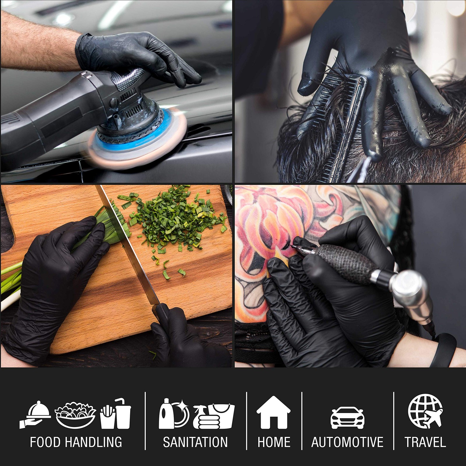 Black Nitrile Disposable Gloves, 3 Boxes of 100, Size X-Large, 5.0 Mil – Late…