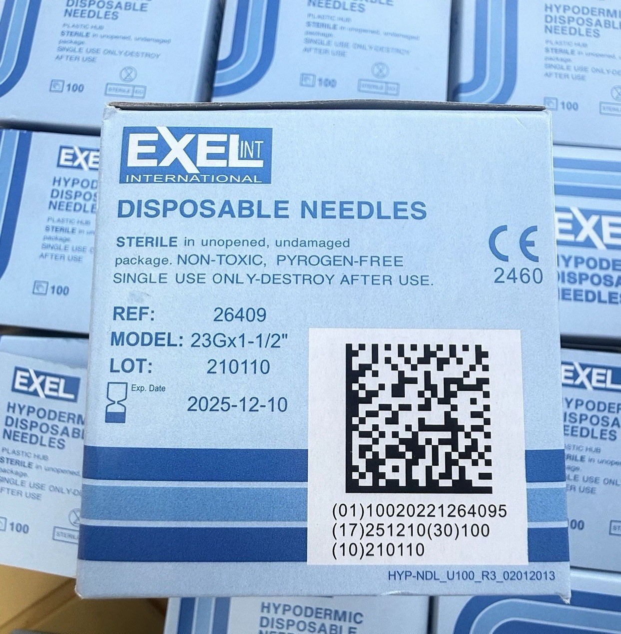 Exel Sterile Hypodermic, Disposable, Regular Wall, 23G x 1.5″, SIX BOXES of 100