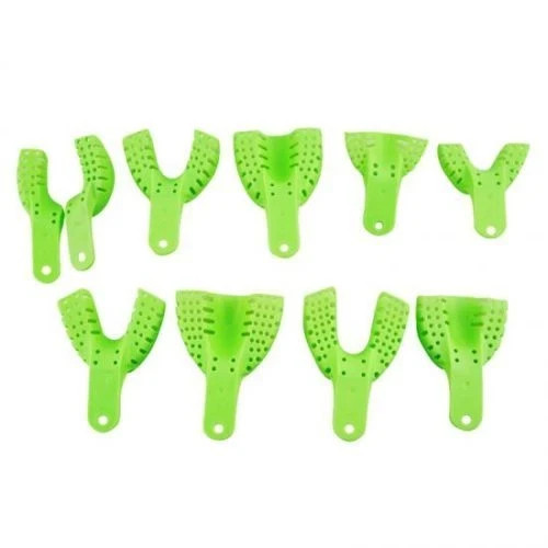 10 Pcs/Set Dental Lab Supply Impression Trays Autoclavable Green Central Denture