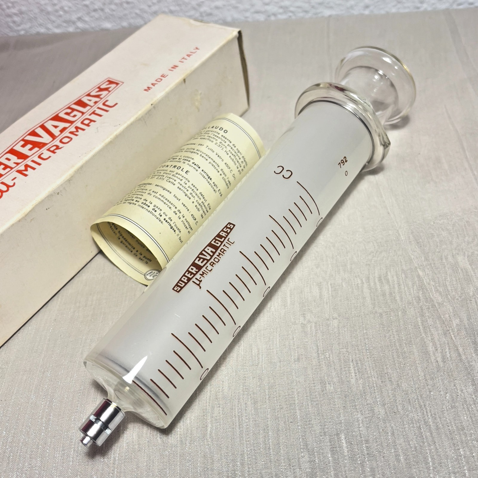 Super EVA Glass Micromatic 100 cc Laboratory Syringe Made in Italy + Certificate