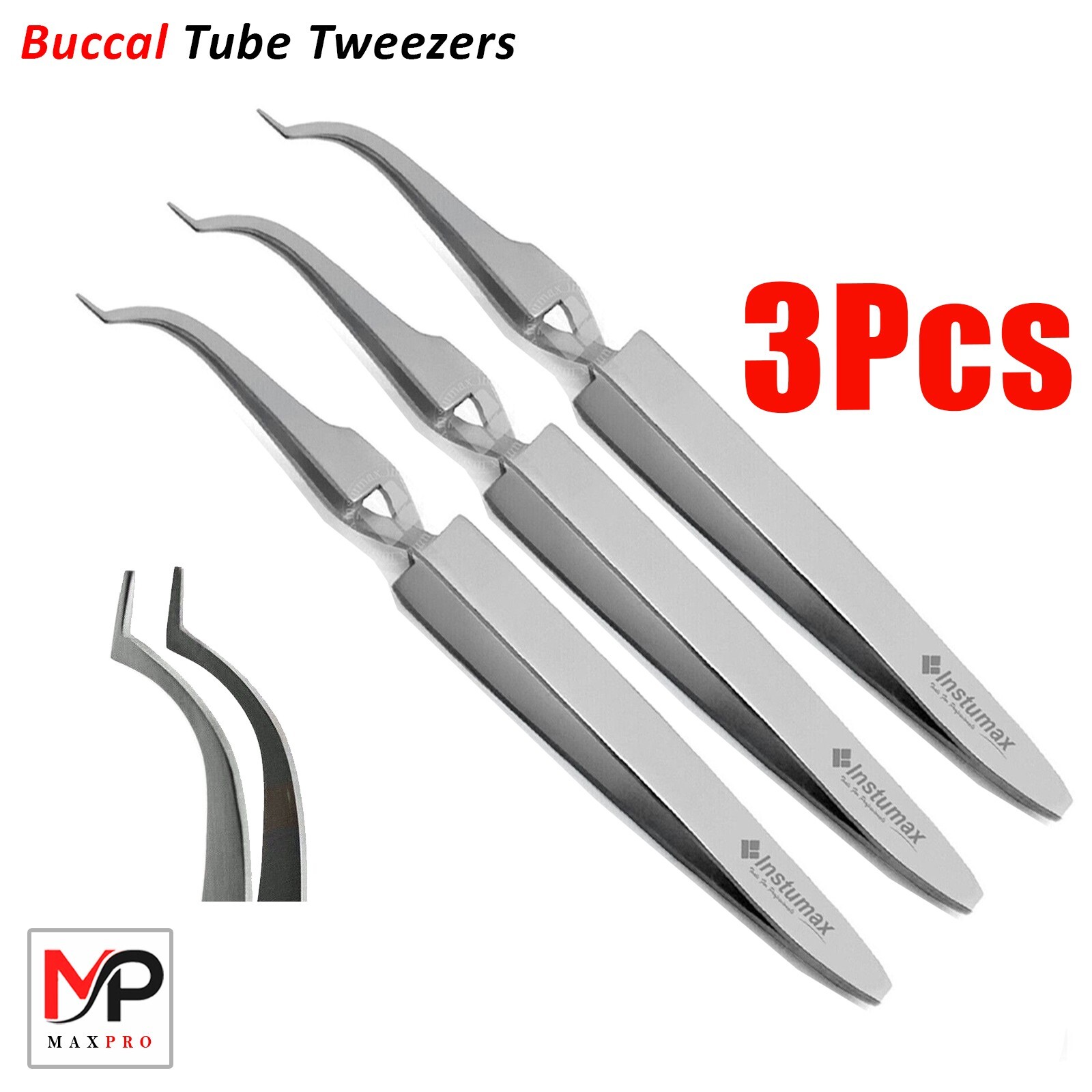 3-Piece Buccal Tube Bracket Positioning Tweezer Set – for Orthodontic Procedure
