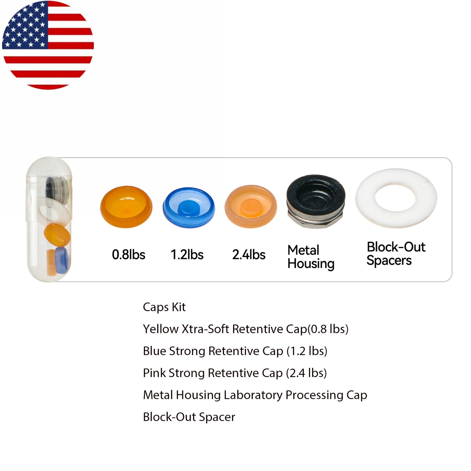 US Dental Attachment Abutment Male Cap Tool fit Zimmer Removable PAØ3.5mm/4.5mm