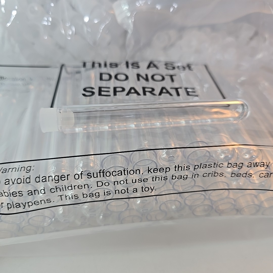 300 Pcs Test Tubes 8 ml Clear Plastic Test Tubes with Caps 8ML Small 3.94″ Seal