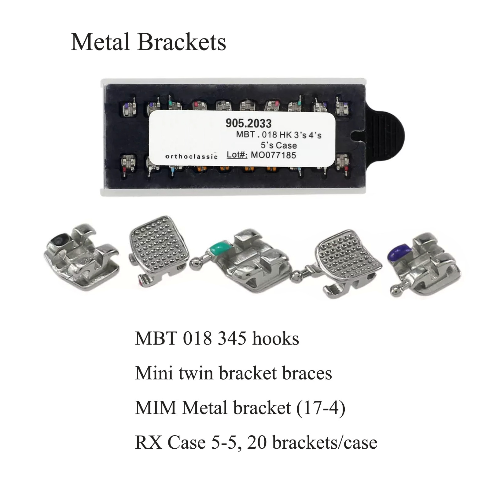 Dental Orthodontic Mini Brackets Braces Metal Roth MBT 018 022 345 Hooks MIM 5-5