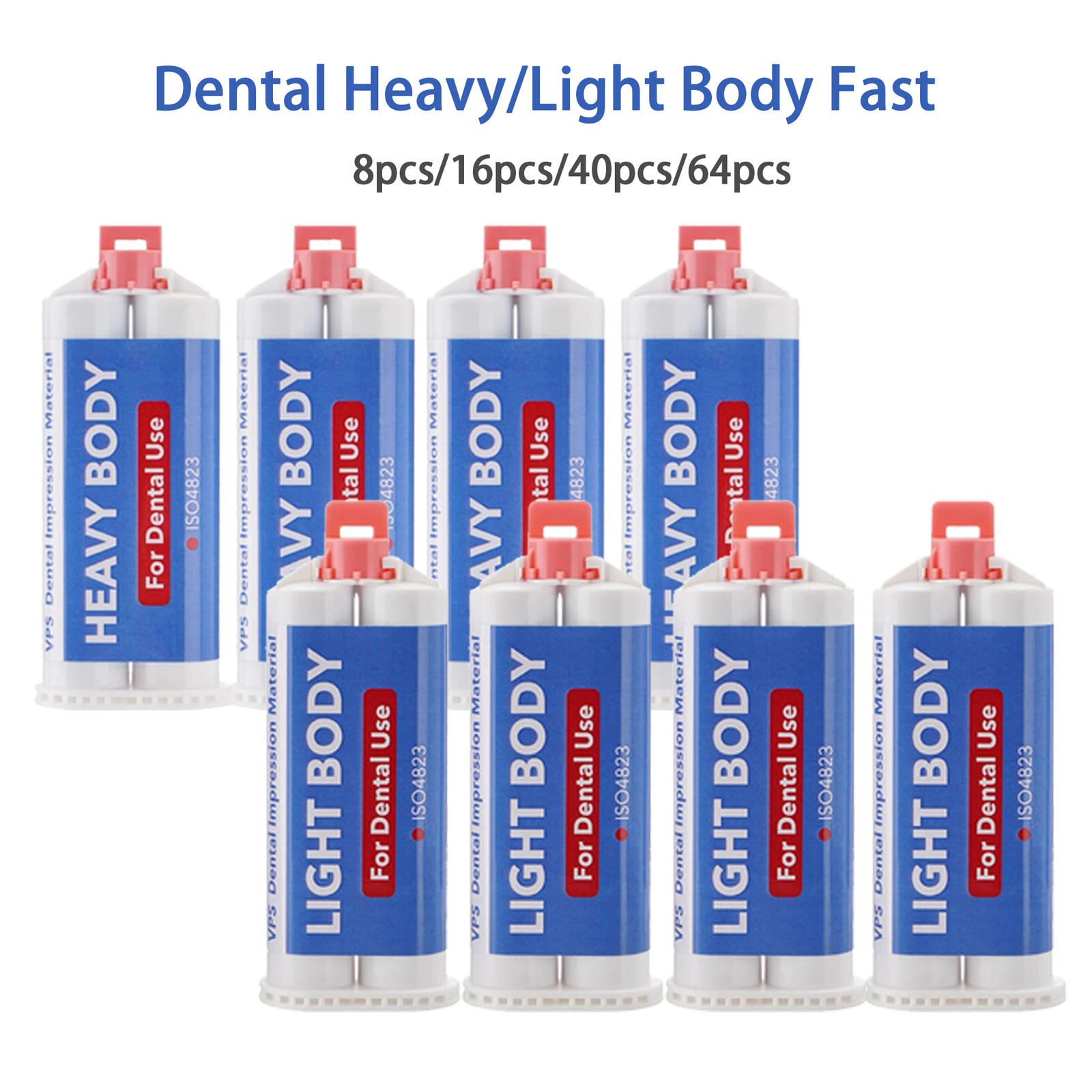 64PCS Dental Impression Material, Dental Putty,50ml VPS Heavy & Light Body Fast