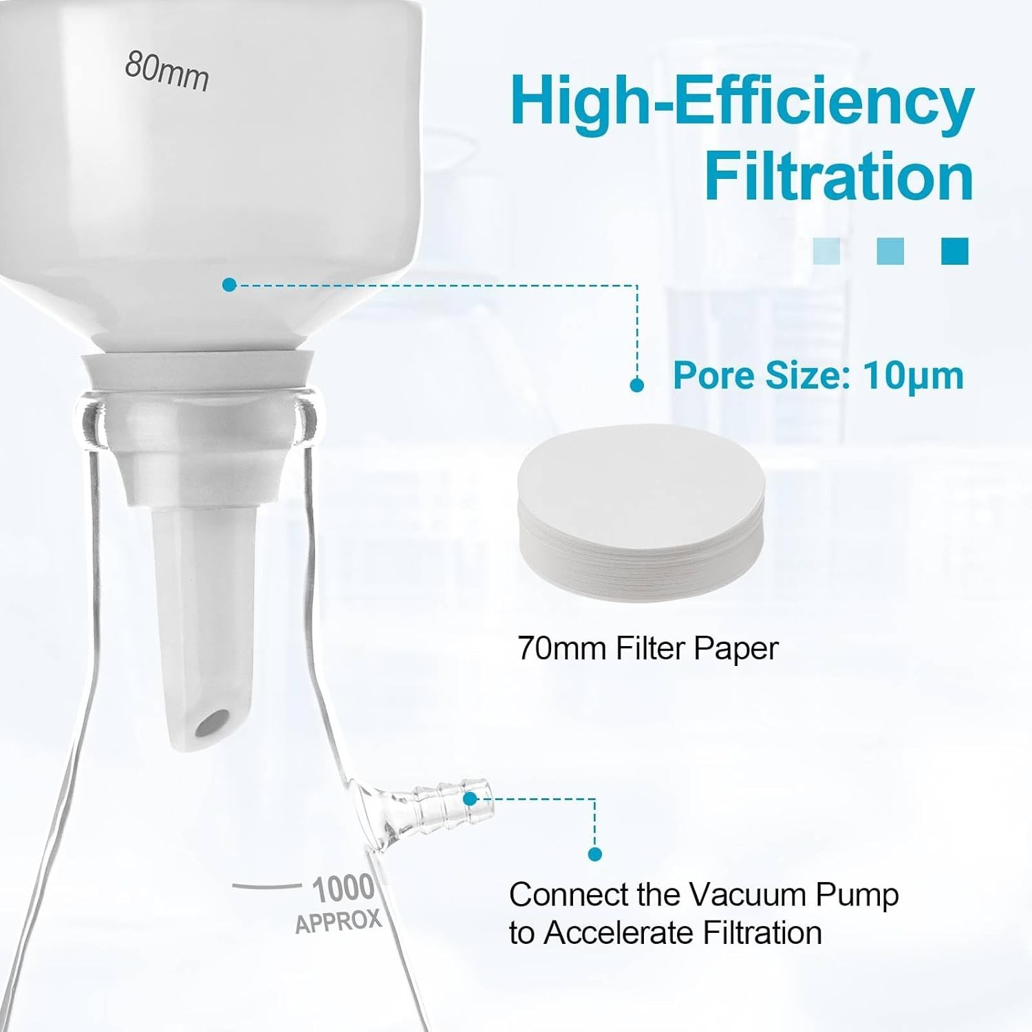 1000mL Lab Buchner Funnel Filtering vacuum filter flask set Lab Vacuum Filter