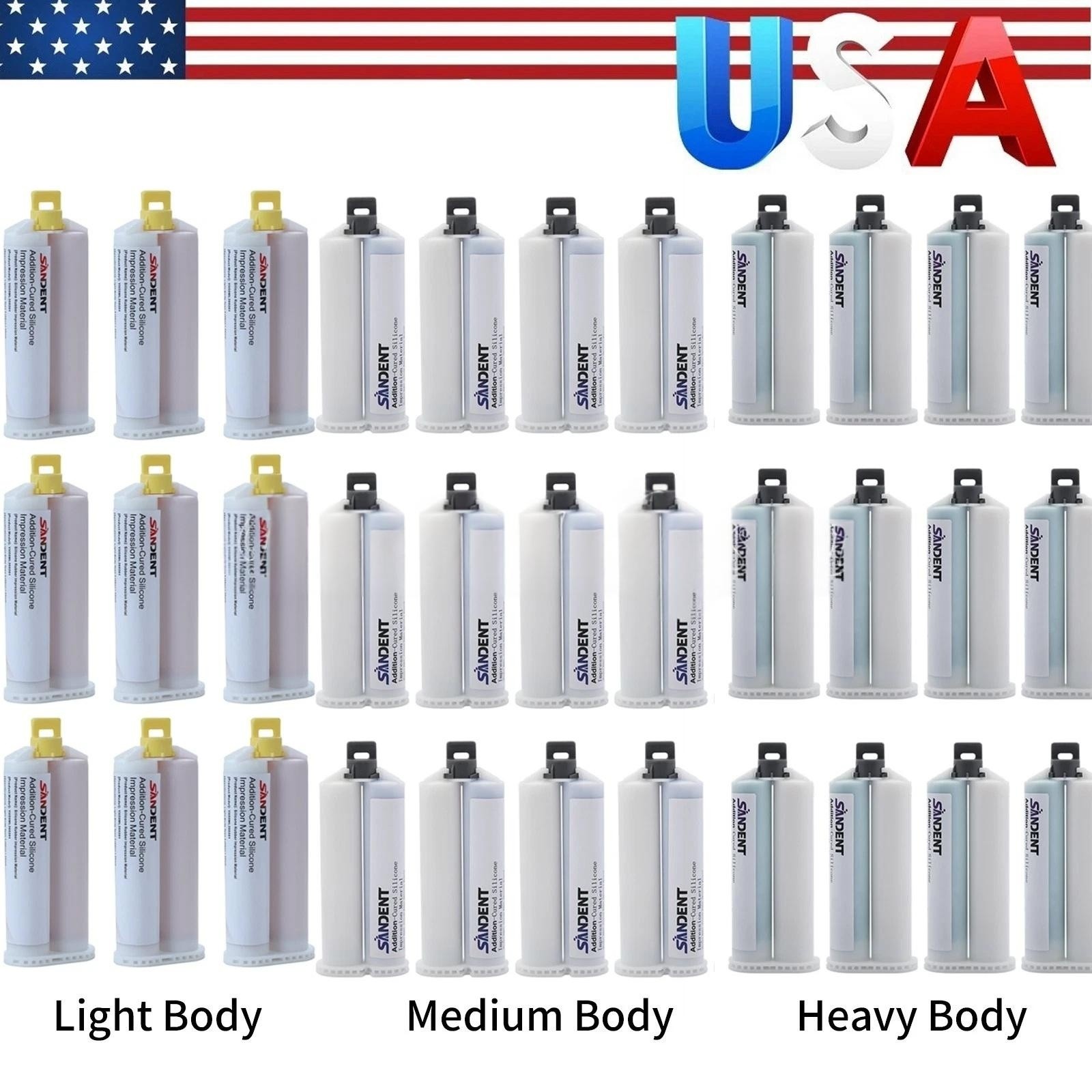 MEDIUM HEAVY LIGHT Material REGULAR SET Dental VPS Impression 50ml Cartridg 4/pk