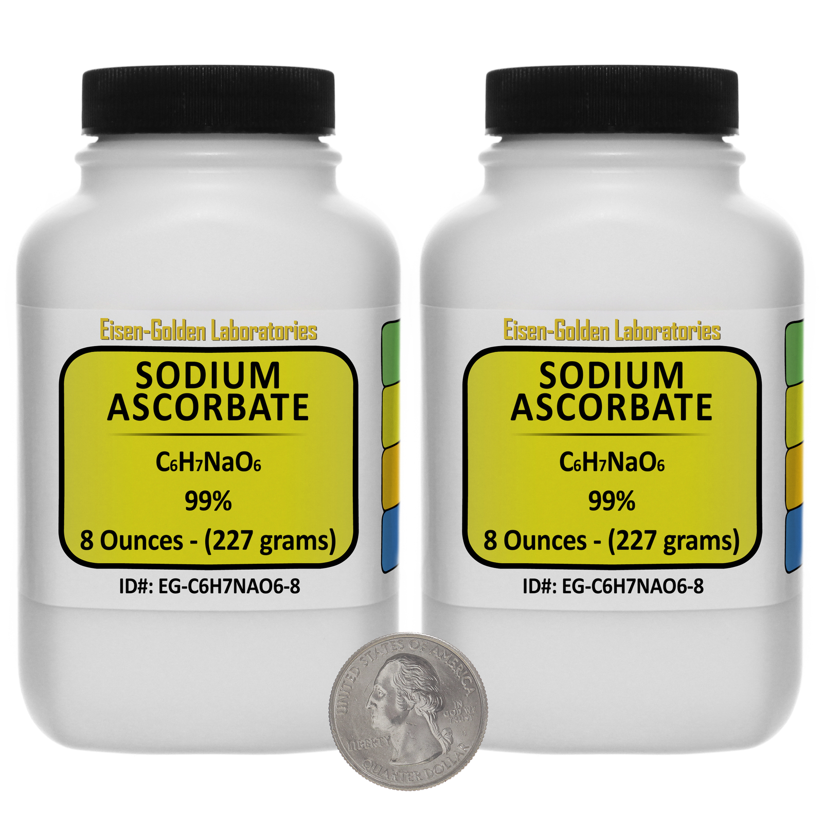 Sodium Ascorbate [C6H7NaO6] 99% USP Food Grade Powder 1 Lb in Two Bottles USA