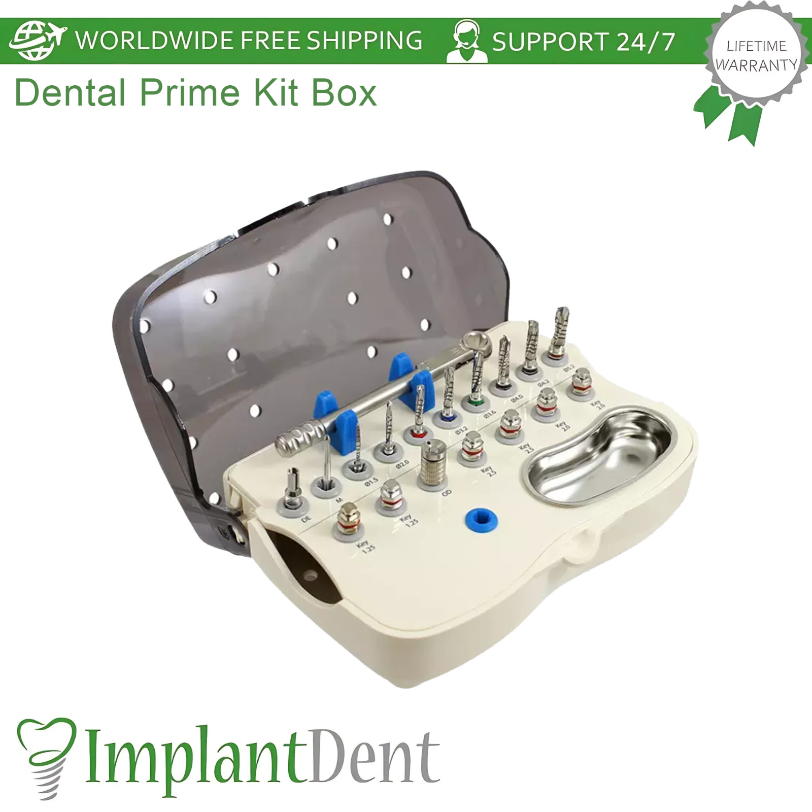 Dental Prime Kit Box Int Hex Content Plastic Stainless Steel Dentistry Lab Tool