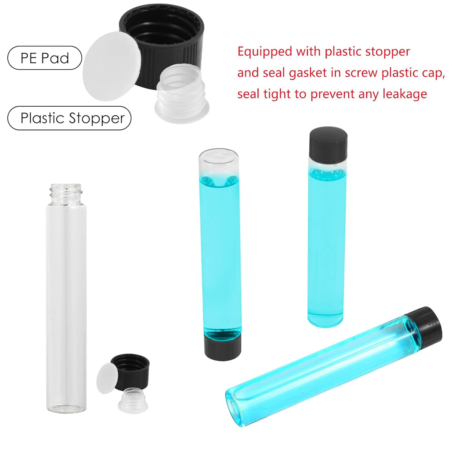 30Ml Clear Glass Vials with Screw Caps and Plastic Stoppers, Small Liquid Sample