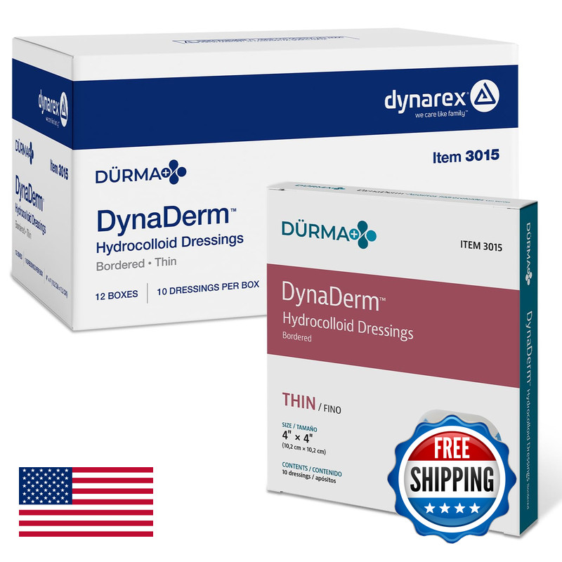 Dynarex Drma Dynaderm Hydrocolloid Dressing – Sterile Bordered Wound Patch –