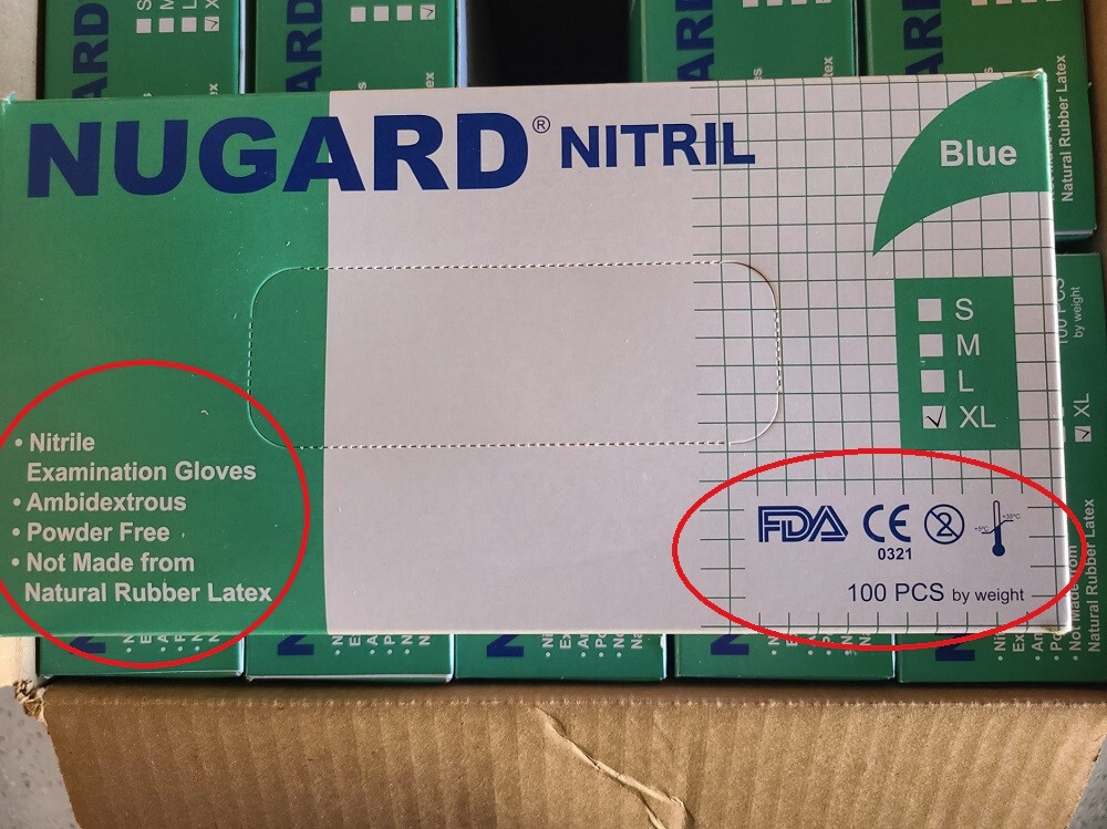 Nugard 1000 Nitrile Exam Gloves Powder-Free Blue –10 boxes of 100 (Extra Large)