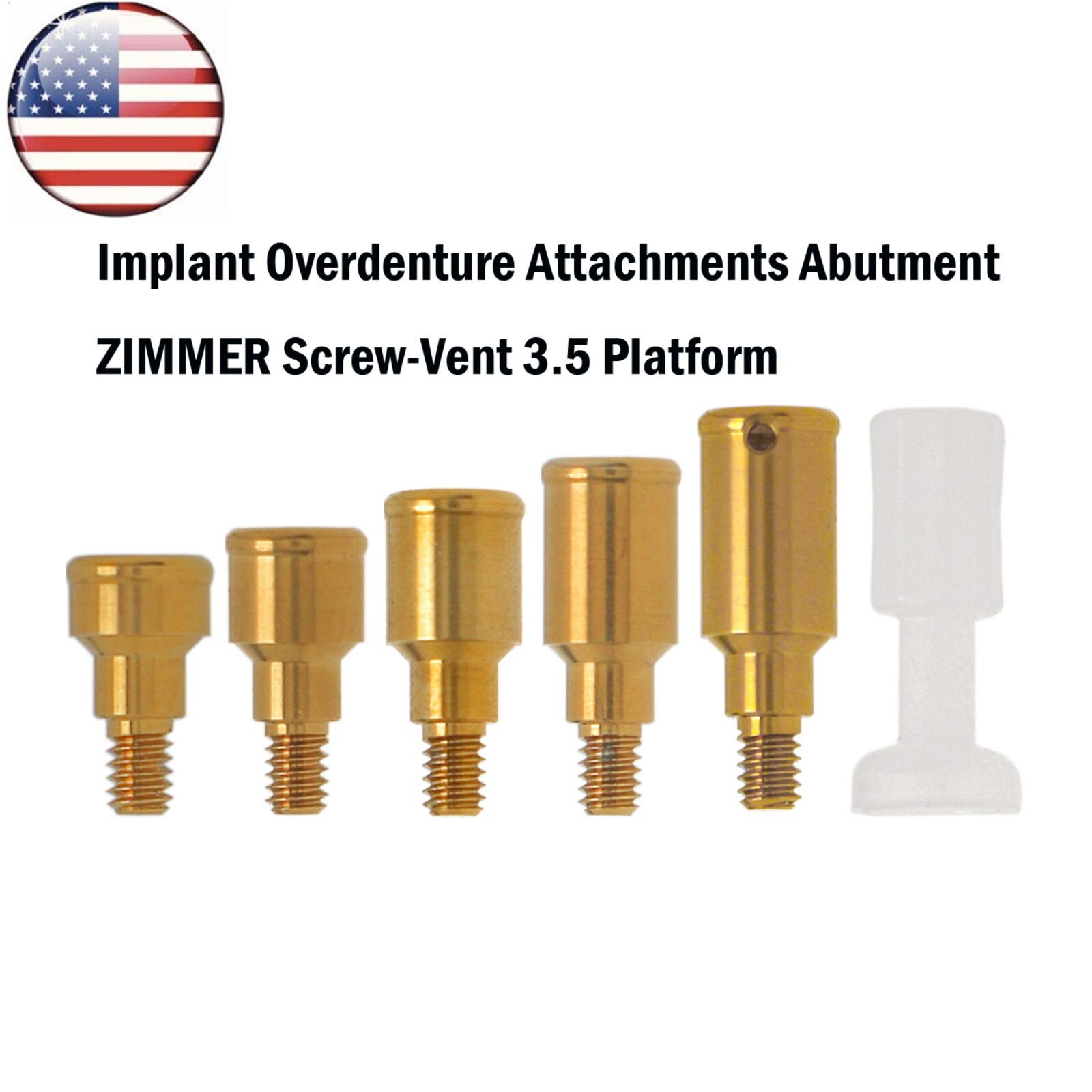 US Dental Attachment Abutment PAØ3.5mm Removable Male Caps Tool for Zimmer
