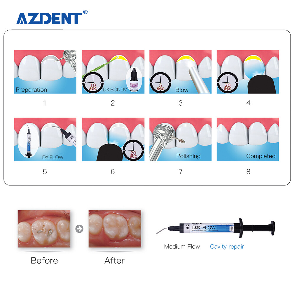 Dentex Dental Composite Resin Flowable Medium Temporary C&B Resin A1 A2 A3