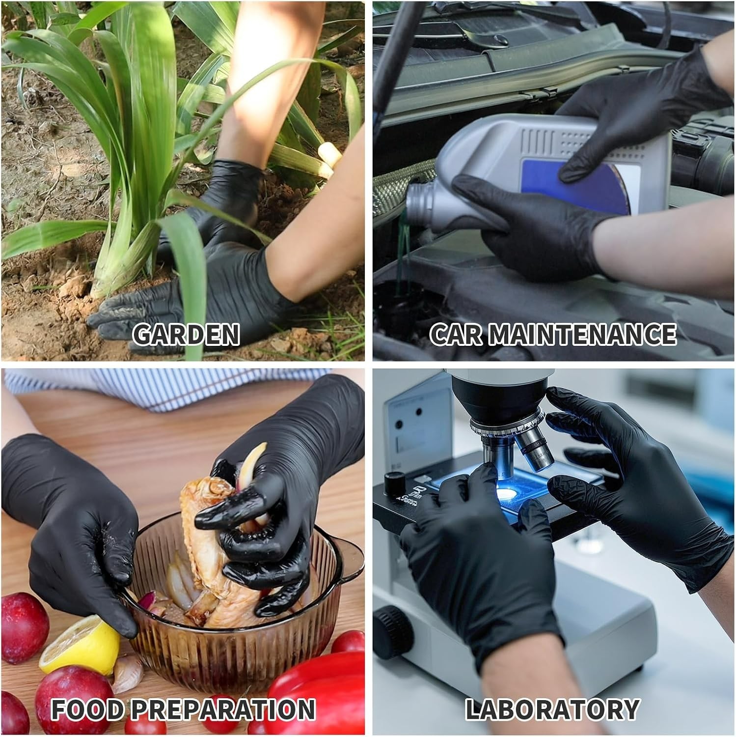 Ambidextrous Black Nitrile Disposable Gloves – 3mil, Powder Free & Textured Grip