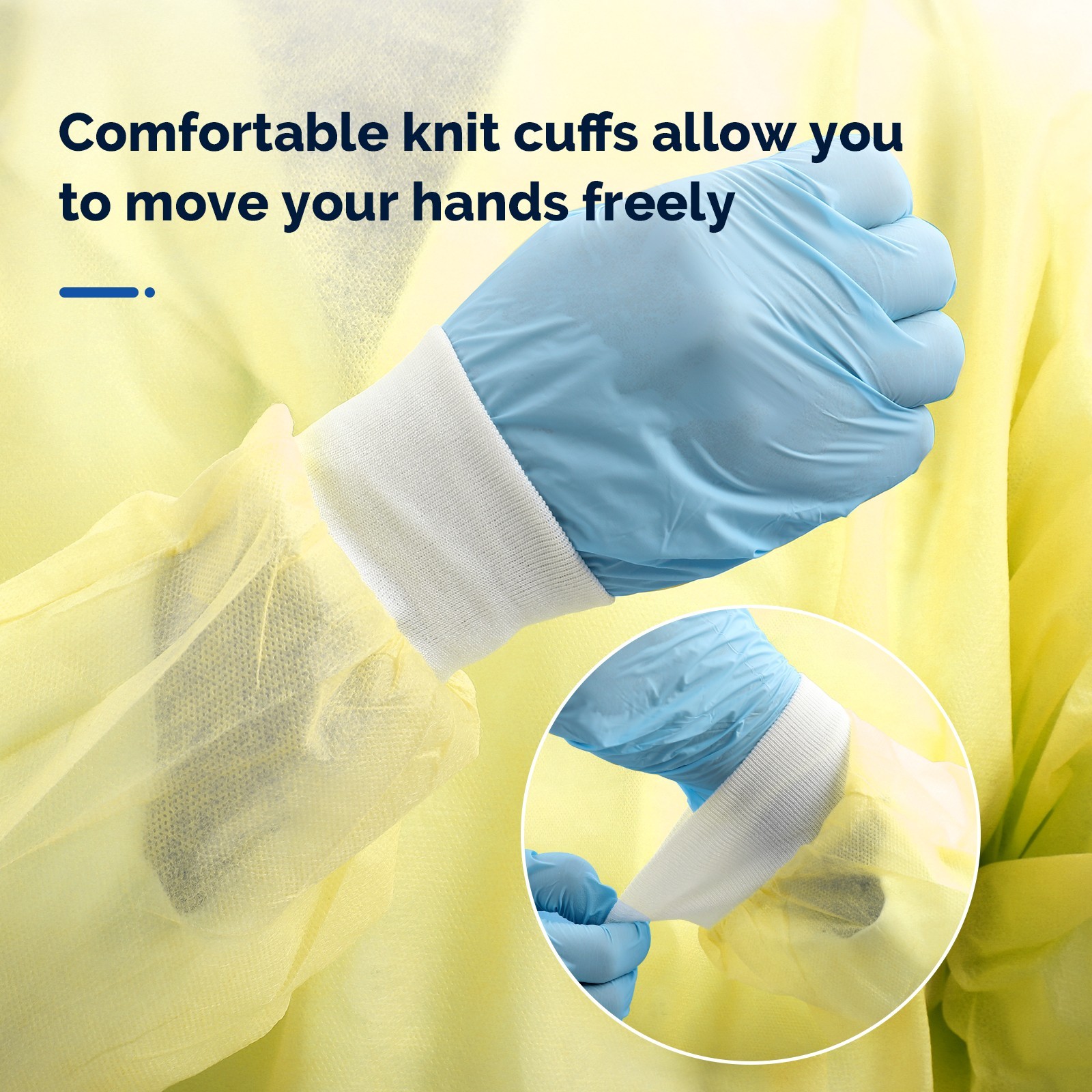 Dental Disposable Isolation Gowns Knit Cuff Long Sleeve Soft 120*140cm Yellow