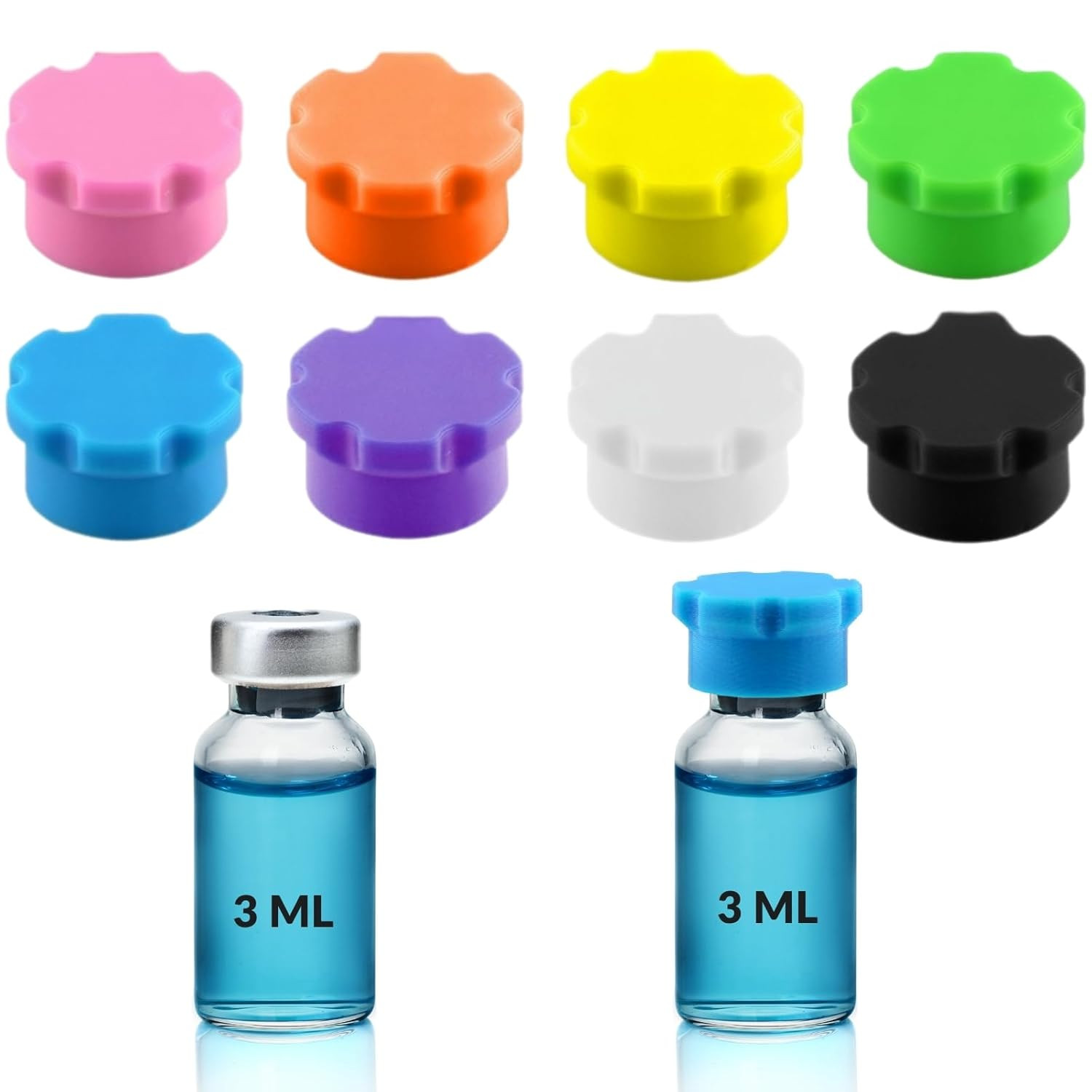 3Ml Glass Vial Caps, Peptide Vial Caps, Silicone Protective Caps for 1Ml 2Ml 3Ml