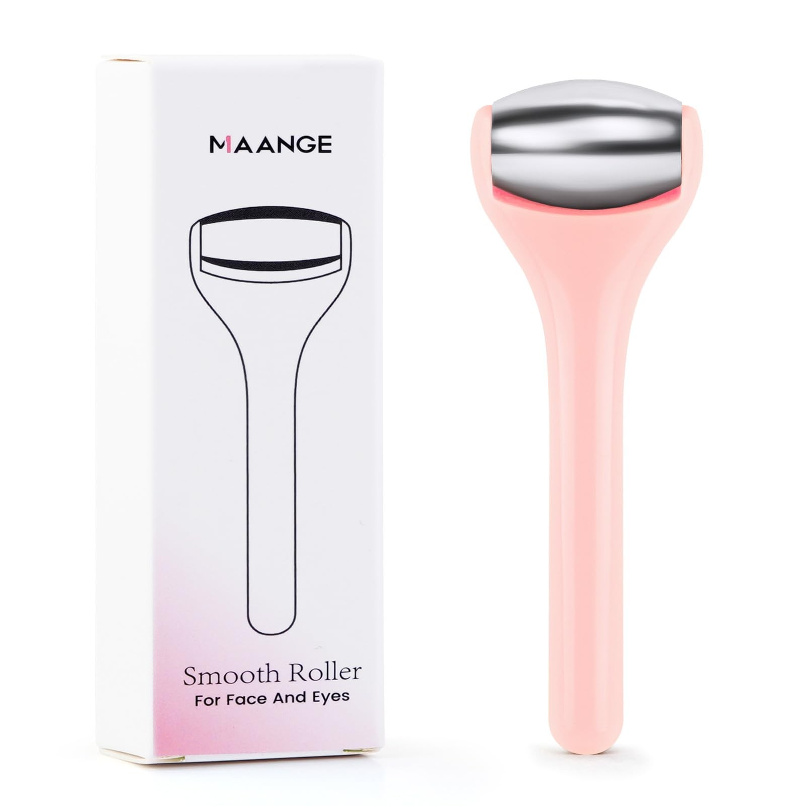 MAANGE Mini Eye & Face Rollers for Massager, Stainless Steel Pink-1 Pc