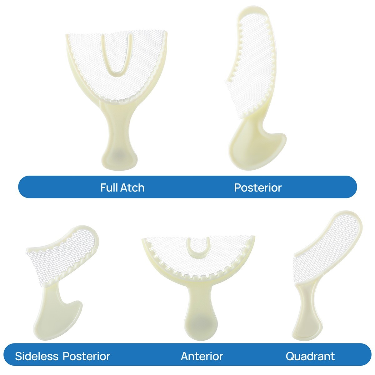 AZDENT Dental Impression Bite Registration Triple Trays Sideless Posterior Mold