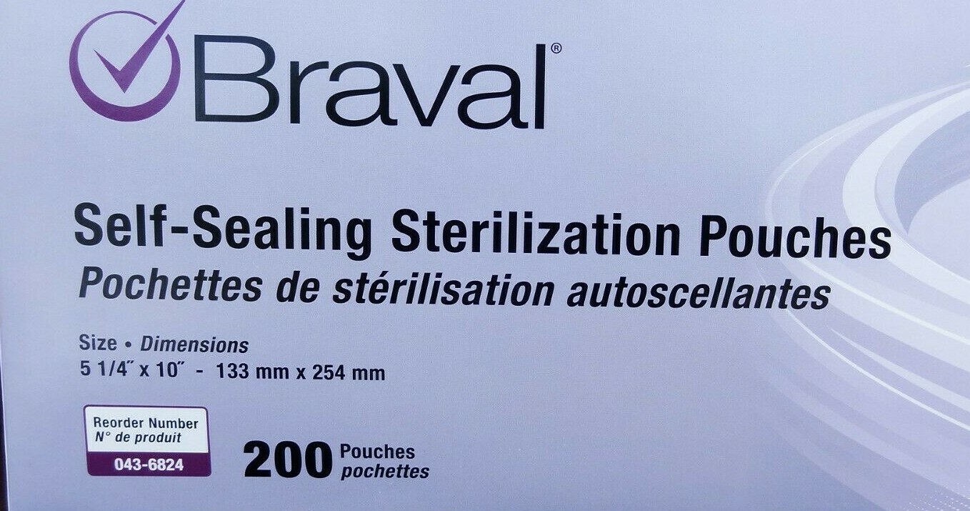 Braval Self Seal Sterilization Pouches 5 1/4″ x 10″ Qty: 1 ~ 3 or 6 x 200/Box