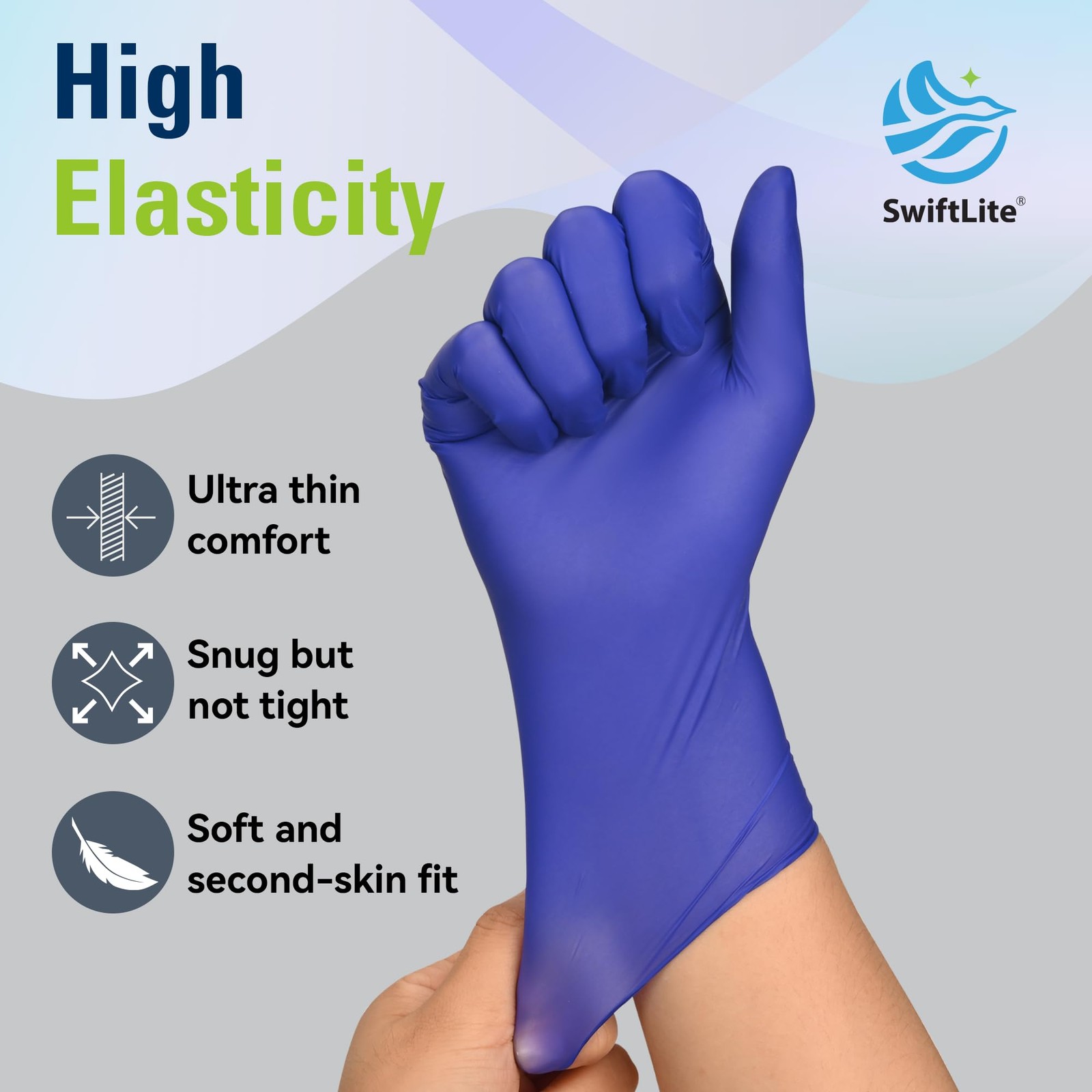 SWIFTLITE Disposable Nitrile Gloves, Food Safe, Latex-Free Powder-Free, Kitch…