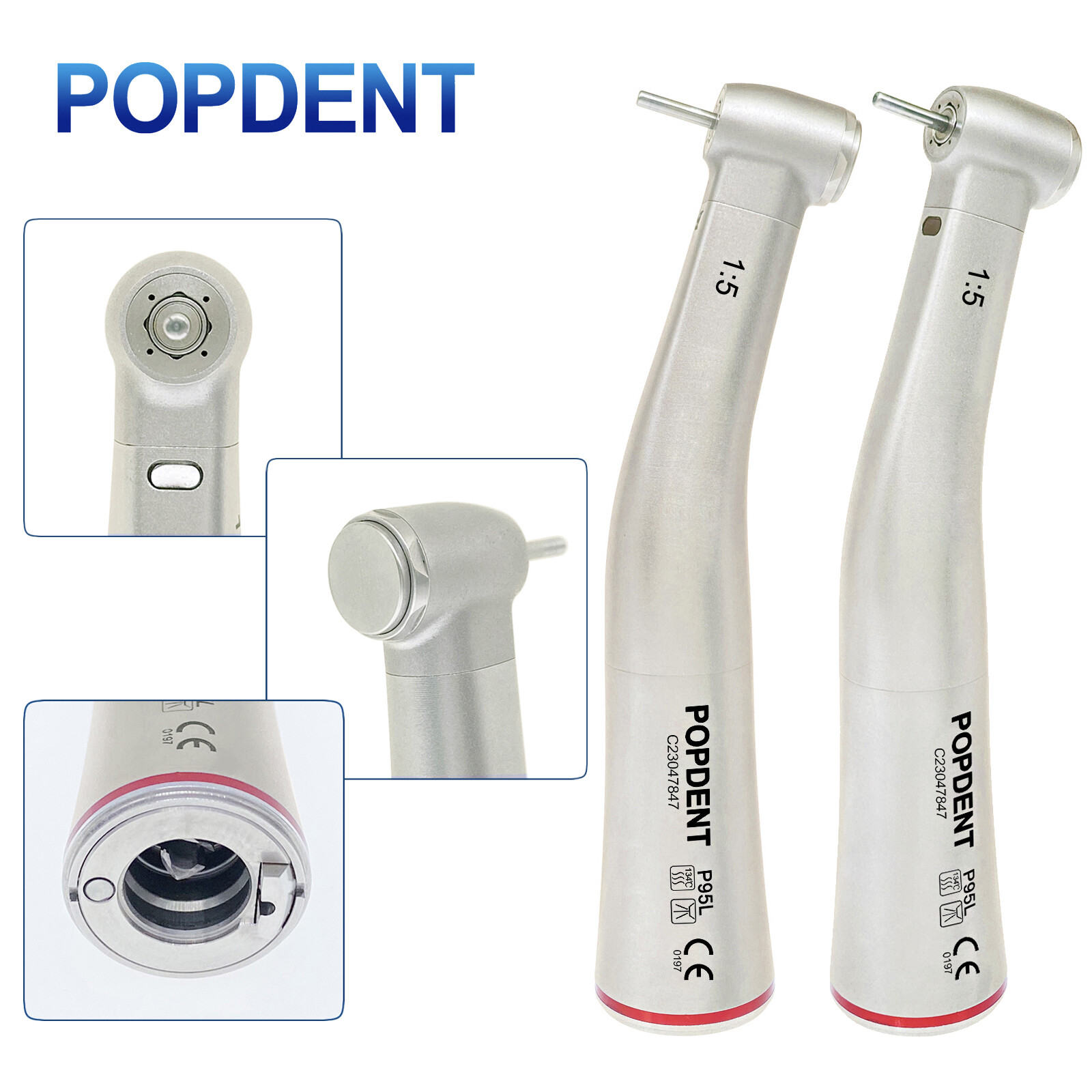 NSK Ti-MAX X95L Style Dental 1:5 LED Fiber Optic Contra Angle Handpiece Brackets