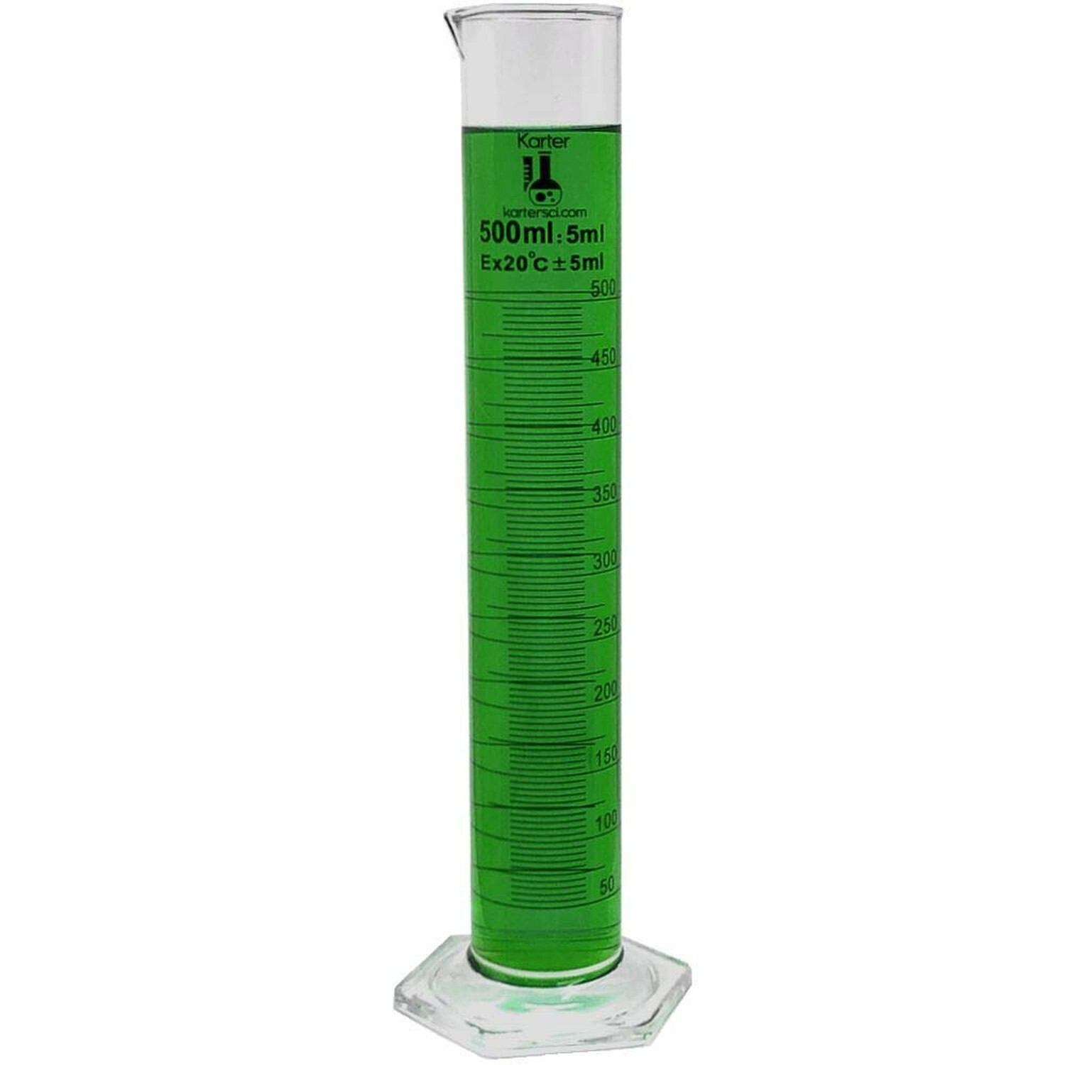 Glass Graduated Cylinder Set, 3 Sizes – 100, 250, 500ml, Karter Scientific
