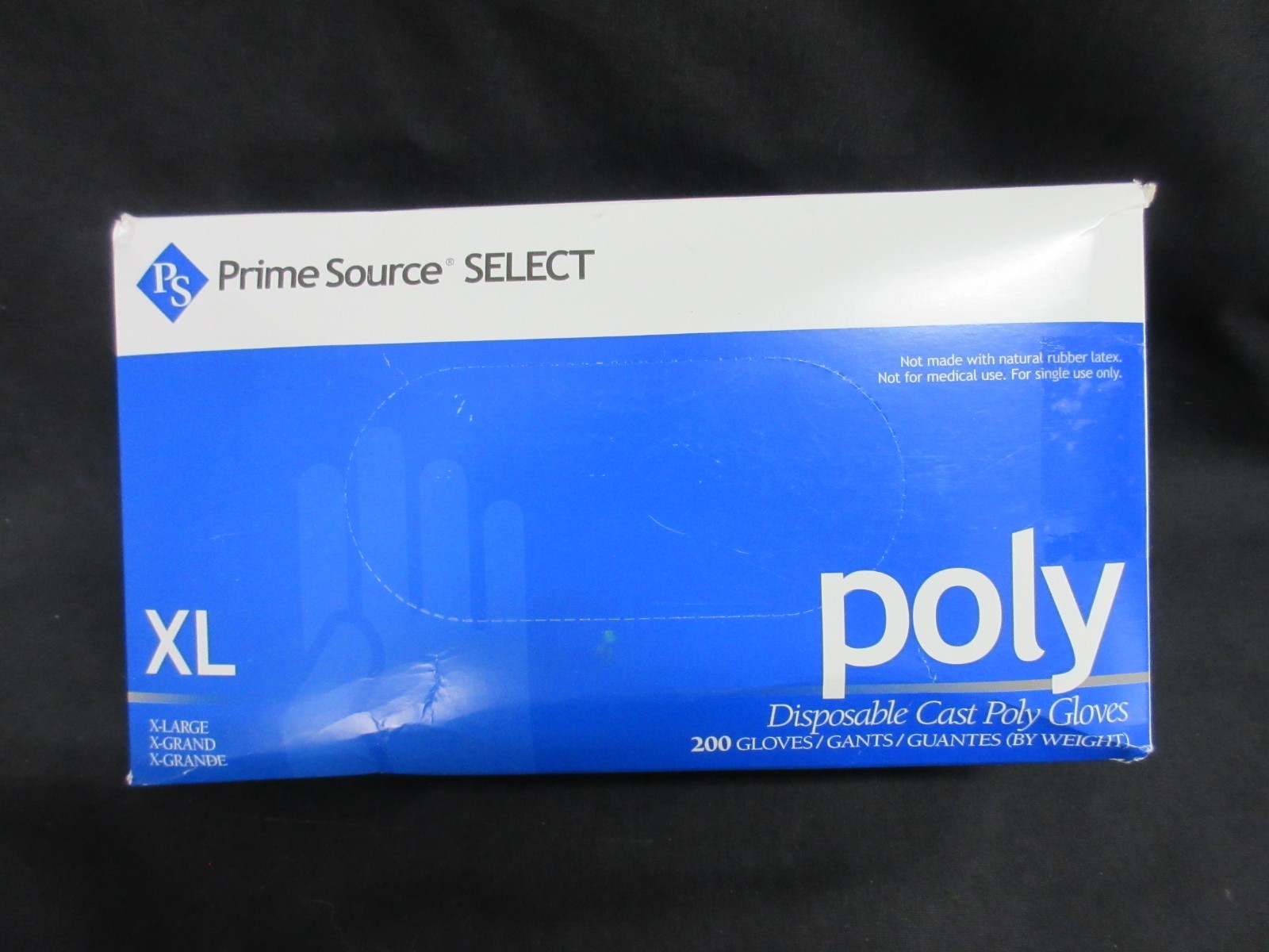 Prime Source Select Disposable Cast Poly FOOD USE Gloves – BOX of 200, Size XL